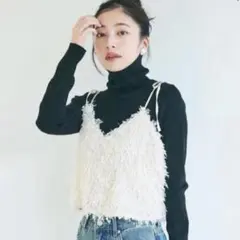 coca シャギー　キャミソール　L アイボリー