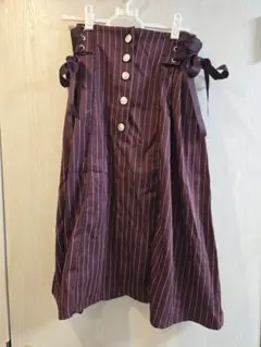 axes femme POETIQUE ストライプ パープル フレアスカート