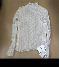 アイボリー リブ編み ハイネック M グレイル