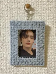 編み物　ハンドメイド　プリンセスモール　トレカケース　チャーム　推し活　水色