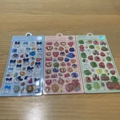 ボンボンドロップシール風　3Dシール　動物・キャラクター 3枚セット