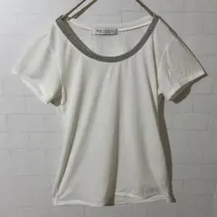 ★美品★BEAUTY &YOUTH 白ラメTシャツ　半袖　薄手　レディース
