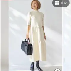 プラスオトハPLUS OTO.HA◆ニットワンピース◆クリーム(オフホワイト)のサムネイル