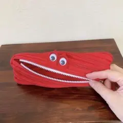 ＊モンスター ジッパーバッグ ペンケース 筆箱 動物の段落財布 レッド 文具