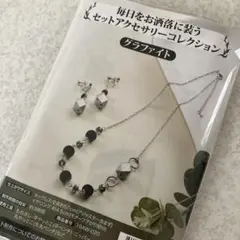 ネックレス＆イヤリング作製キット＊セットアクセサリー＊グラファイト＊シルバー