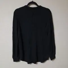 ユニクロ　UNIQLO　ワッフルヘンリーネックTシャツ　黒　ブラック　Mサイズ
