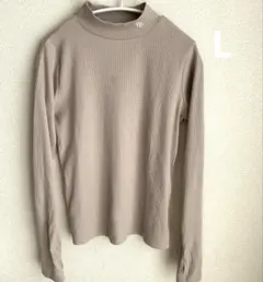 ハニーズ リブ編み長袖ネックトップス ベージュ アーム ロゴ COLZA L