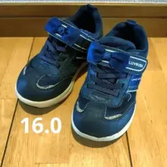 Moonstar Luvrush 女の子スニーカー ネイビー リボン 16.0