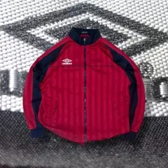 90s UMBRO ストライプ トラックジャケット 赤 ドローコード y2k