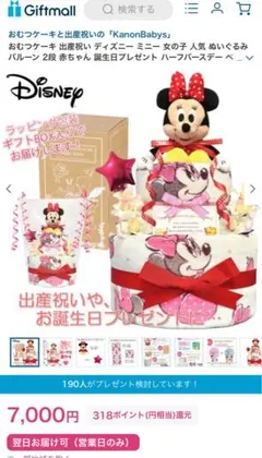 Disney ミニーマウス おむつケーキ♡