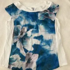 水彩柄　花柄　ペイント　シャツ　Tシャツ　ブルーのサムネイル