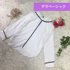 ほぼ美品 （ザラべーシック） 長袖ブラウス ホワイト フォーマル S
