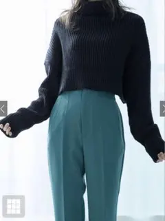 タートルネッククロップド丈ニットトップス[mb1395]