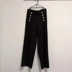 H&M ブラック ボタン付きワイドパンツ L
