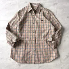 2L✨リネン混 バーバリー ノバチェック 半袖シャツ ベージュ 大きい