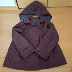 お値下げ☆ほぼ未使用☆BeBe☆バーガンディ☆ フード付き中綿コート☆140