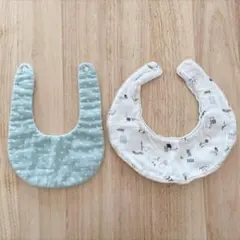 ベビースタイ2点セット＊ハルウララ　ハンドメイド　水玉ドット