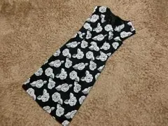 美品　ローラアシュレイ　花柄　清楚　ストレッチ　ワンピース　ブラック　７