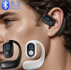 ワイヤレスイヤホン Bluetooth 5.3 本体黒 ブラック(Black)のサムネイル