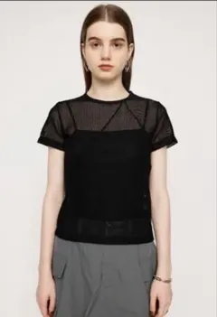 スライ SHEER MESH Tシャツ ブラックのサムネイル