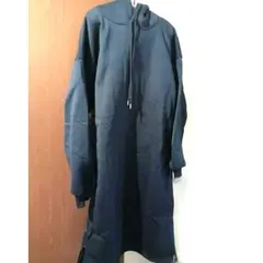 *暖かいフリース素材フード付きロング丈パーカースウェット風ワンピースルームウェア