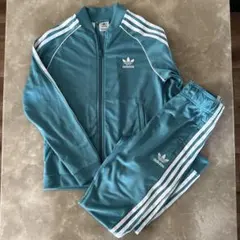 【美品】アディダス オリジナルスキッズ ジャージ上下セット ブルーグリーン