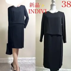 新品！INDIVI インディヴィ 洗える　ワンピース　通年　冠婚葬祭　38M 黒