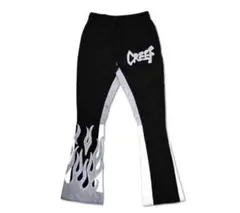 CREEF フレアパンツ スウェットパンツ 黒 M CREEF フレア スウェットパンツ ファイヤーパターン - メルカリ