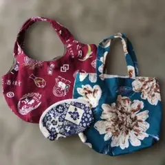 ハンドメイド　バッグ　ポーチ　3点セット　試しに物を入れてみた程度の美品
