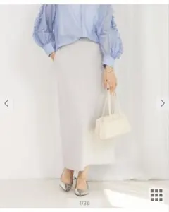 ★新品★ノーリーズ　ウォッシャブルニットジョーゼットタイトミディスカート