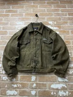 00s デニムジャケット　グランジ　y2k 短丈　黄土色　ジージャン　アウター