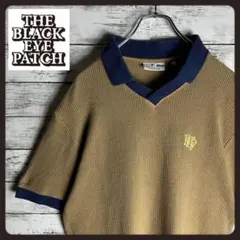 【人気モデル】ブラックアイパッチ　サマーニット　リンガー　刺繍　ワンポイントロゴ