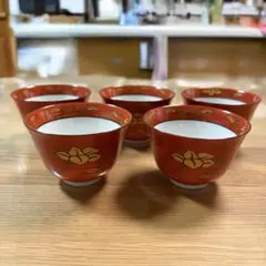 【未使用・木箱入】たち吉 平安橘吉 鉄せん お茶呑茶碗 5客セット 湯呑み