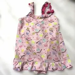 マカロン柄 ピンク水着 女の子用　130サイズ【わ】
