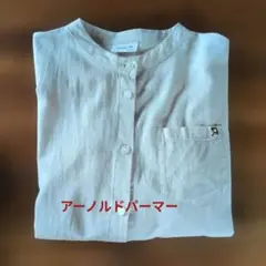 【アーノルドパーマー】ベージュ 七分袖バンドカラー シャツ