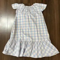 BREEZE 水色チェック 半袖ワンピース 120