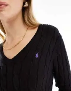 【美品✨】ポロラルフローレン　ケーブルニットセーター　ブラック