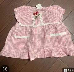 ピンク チェック柄 フリル ワンピース