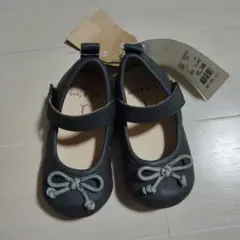 グレー リボン付き マリーヌシューズ