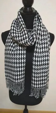 最終値下げ  ☆新品未使用☆ 千鳥格子ストール モノクロ系