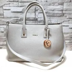 FURLA フルラ ショルダー ハンドバッグ 2WAY レザー グレー 美品のサムネイル