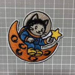 宇宙飛行士 猫 ワッペン 刺繍 アップリケ
