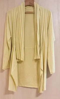 COMME CA ISM　カーディガン　ガウンカーディガン　イエロー　７分袖