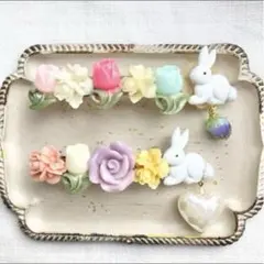 ⚠️先に在庫確認お願いします⚠️白うさぎのバレッタ　チューリップ　レトロポップ