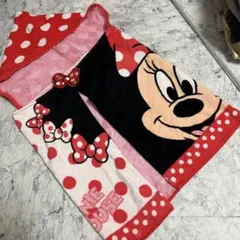 ディズニー　ミニーマウス　フード　リボンワッペン付きタオル　ポンチョ