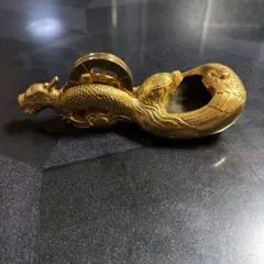 24KGP 龍の墨つぼ 金 金メッキ 年代物 アンティーク 大工道具 墨壺