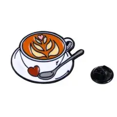 ピンズ バッジ ブローチ バッヂ (ラテアート ハート コーヒー カフェラテ)