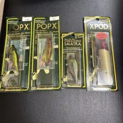 [新品未開封]メガバスルアー４点セット　寿カラー／02年サイン入りポップX含むのサムネイル