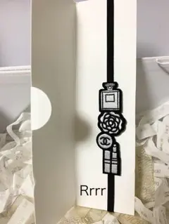 シャネル刺繍しおり ブラックホワイト　ゴム製　ノベルティ