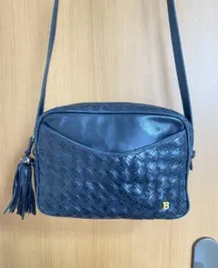 BALLY ブラックレザー ショルダーバッグ金具B付き